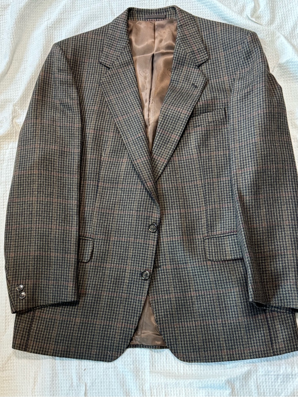 Magee made in UK 42R mens Brown Houndstooth Blazer -2button